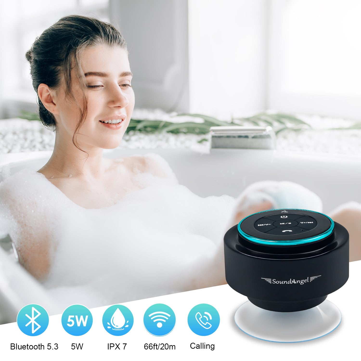 Pro Shower Speaker | Waterproof Bluetooth Shower Speaker for Teens & Tweens | IPX7 Floating Mini Speaker with 3D Bass | Perfect Christmas Tech Gift - Bugs 'n' Noodles