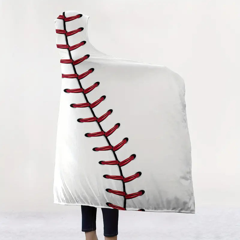 Baseball Hooded Wearable Blanket for Kids & Teens – Ultra-Soft Flannel Hoodie Blanket | Cozy Christmas Gift for Boys & Girls | Thick Warm Nap Cape for Home, Bed, Travel & Game Days - Bugs 'n' Noodles
