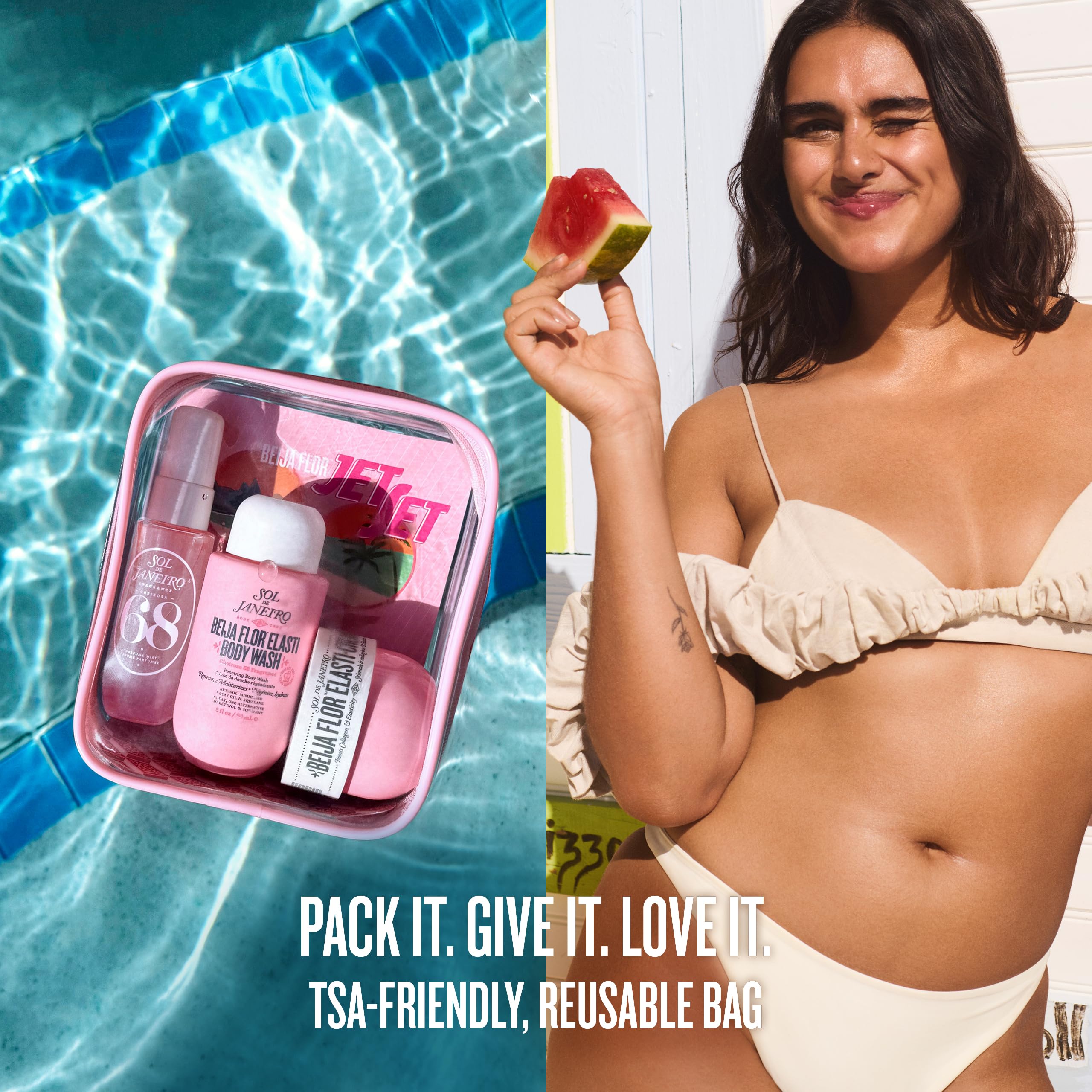 Sol de Janeiro Beija Flor Jet Set – Travel Size Body Wash, Elasti-Cream & Cheirosa 68 Perfume Mist | Fruity Floral Gift Set | Perfect Christmas Beauty Gift for Teens & Tweens - Bugs 'n' Noodles