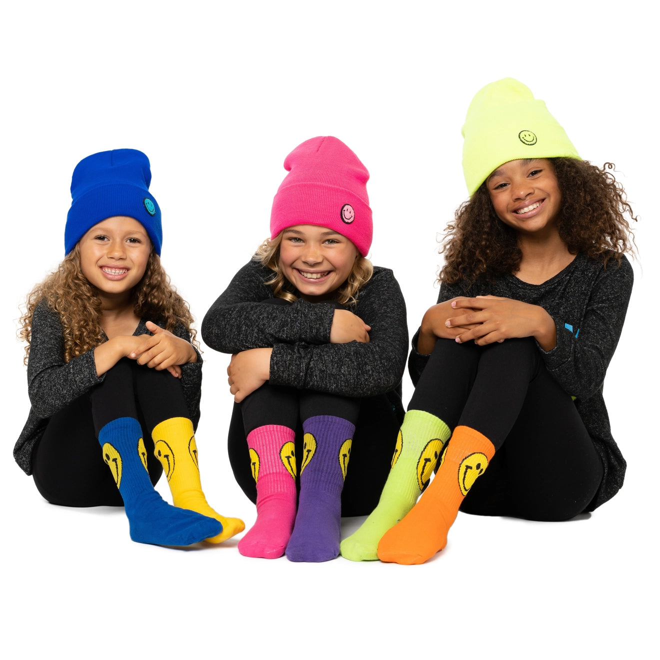 Solid Beanies with Happy Face Patches - Bugs 'n' Noodles