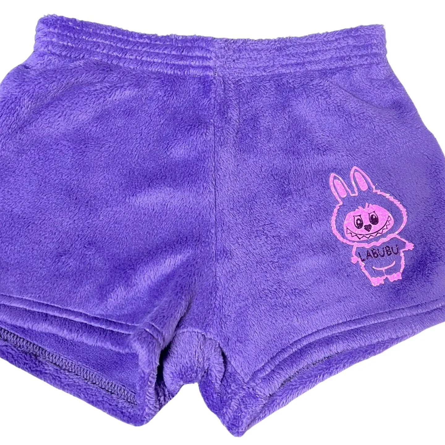 Purple Labubu Girls Shorts - Fuzzy Cozy Pajama Shorts | Bugs 'n' Noodles